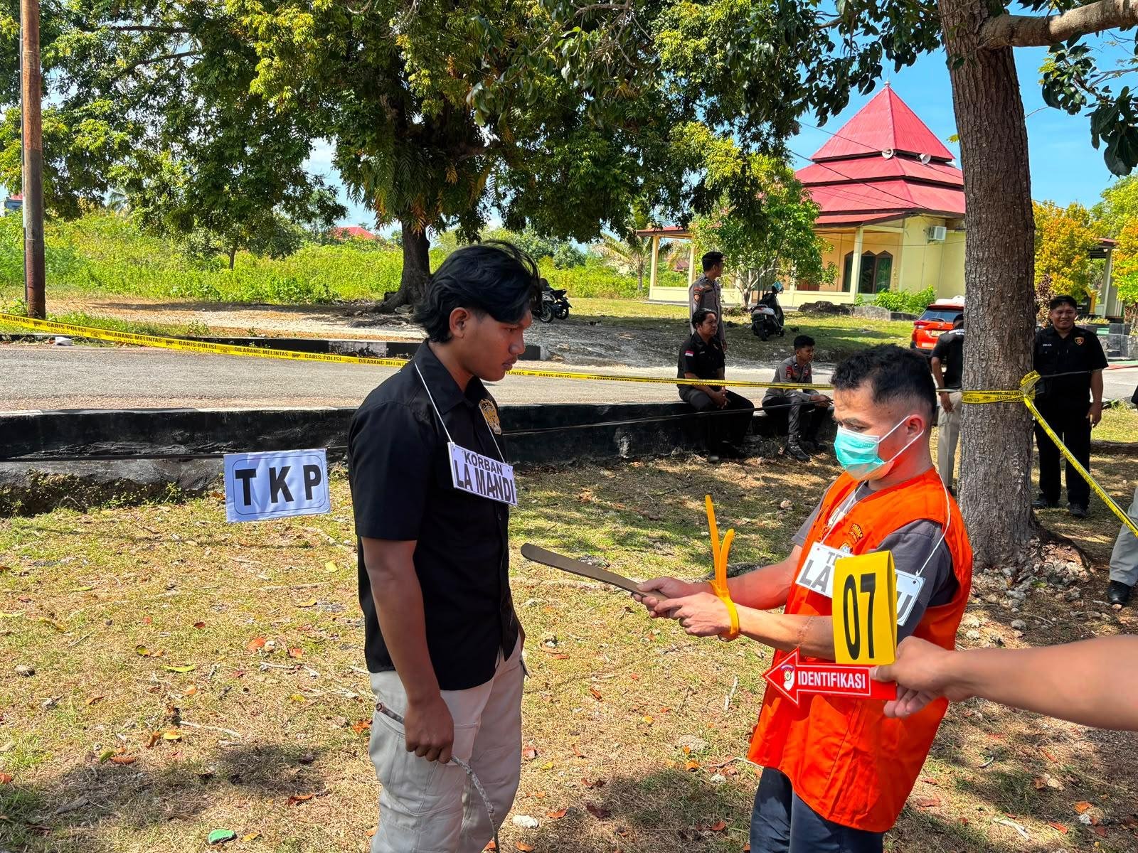 Satreskrim Polres Wakatobi Gelar Rekonstruksi Kasus Pembunuhan La Mandi, Peragakan 13 Adegan
