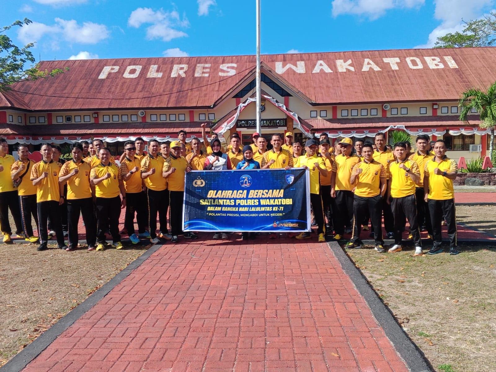 Semarak Hari Lalu Lintas Bhayangkara ke-71, Polres Wakatobi Gelar Olahraga Bersama